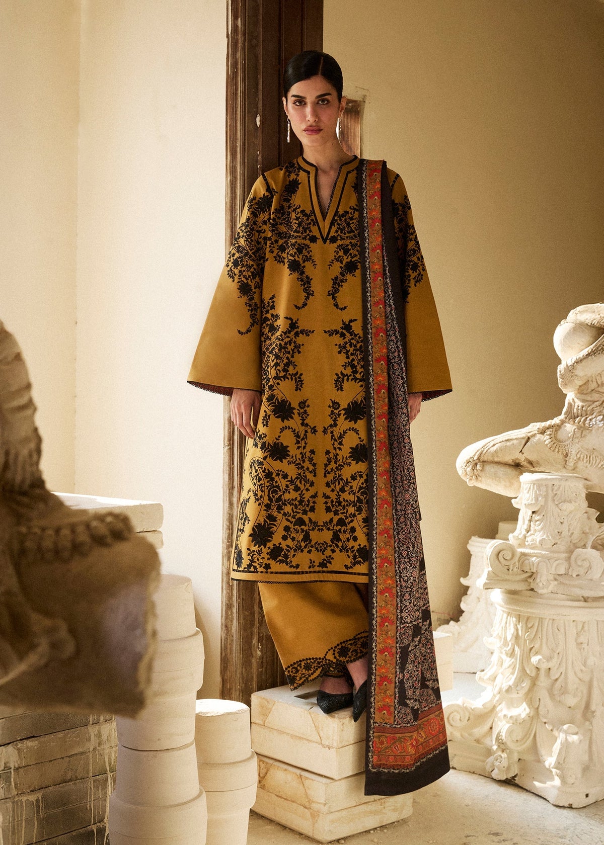 Hussain Rehar | Khaddar Pret 25 |MERI GOLD by Hussain Rehar - Designer Dress  - Type : Ladies Clothes - Available at Libayah - 100% Original 