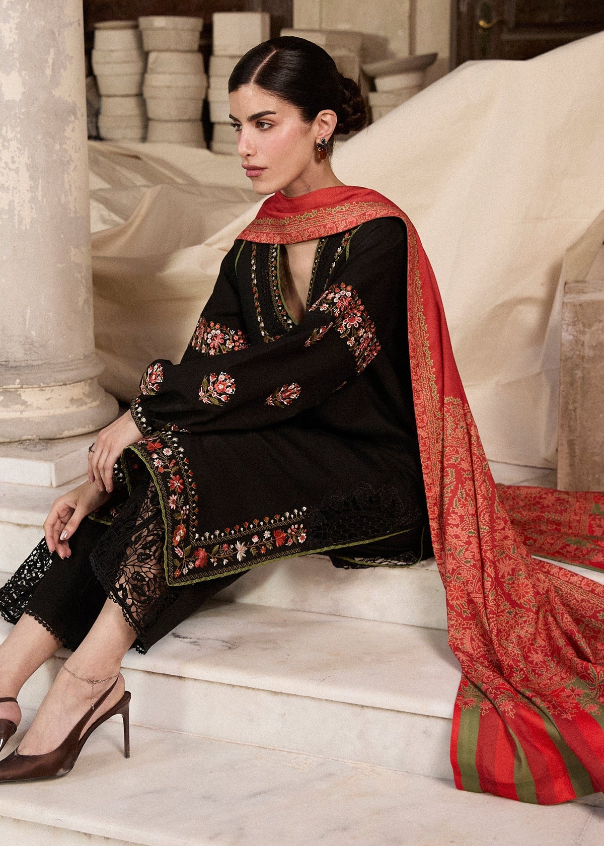 Hussain Rehar | Khaddar Pret 25 | SIYAH by Hussain Rehar - Designer Dress  - Type : Ladies Clothes - Available at Libayah - 100% Original 