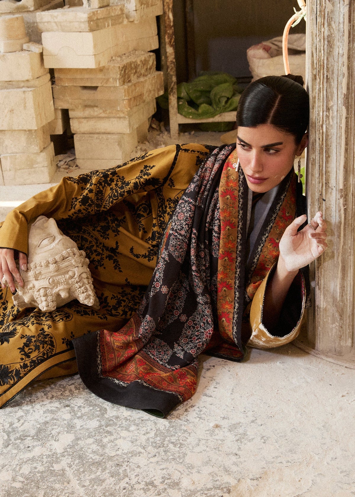 Hussain Rehar | Khaddar Pret 25 |MERI GOLD by Hussain Rehar - Designer Dress  - Type : Ladies Clothes - Available at Libayah - 100% Original 