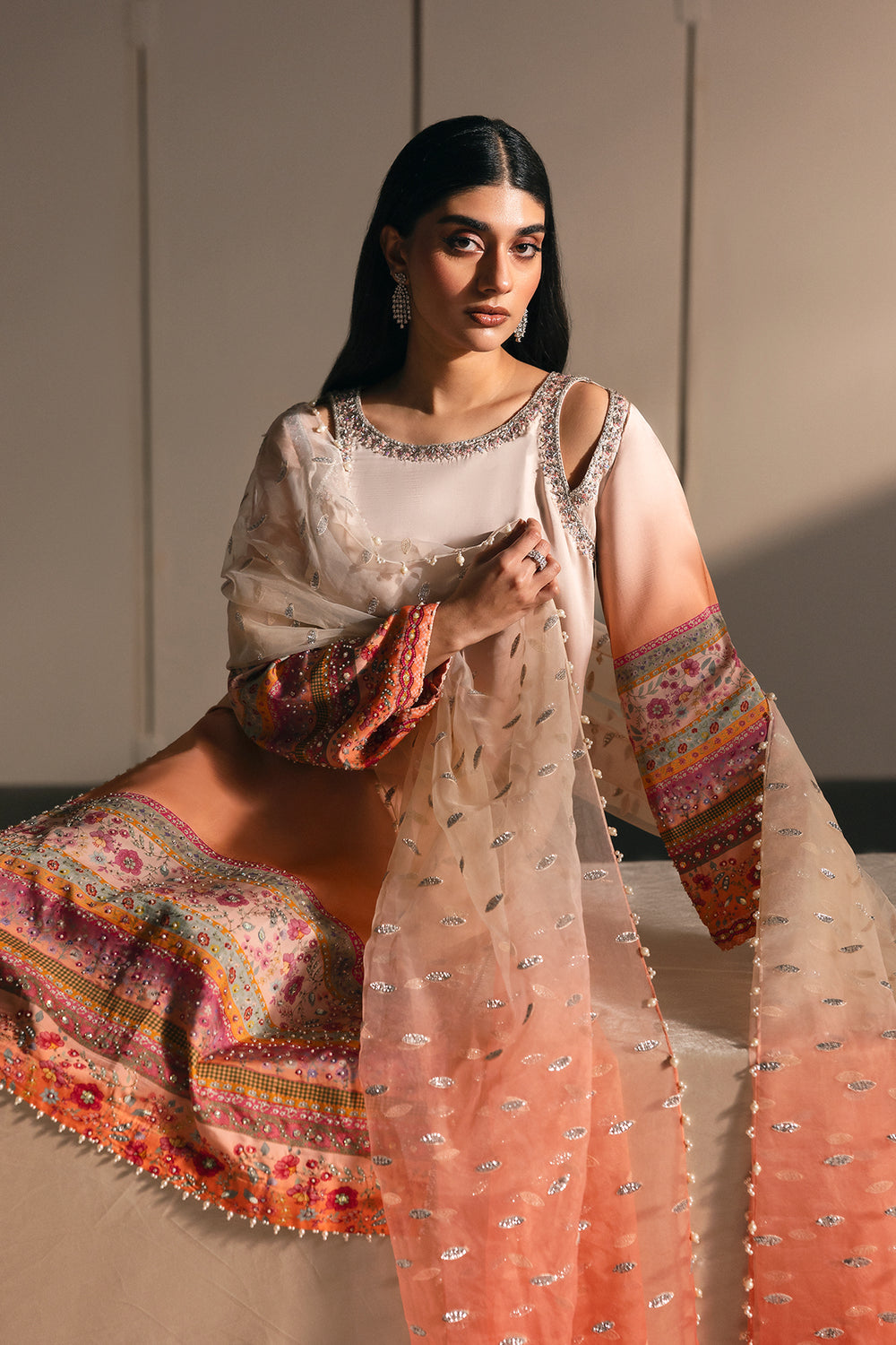 Afrozeh | Silk Muse 26 | Pearl Draped by Afrozeh - Designer Dress  - Type : Ladies Clothes - Available at Libayah - 100% Original 