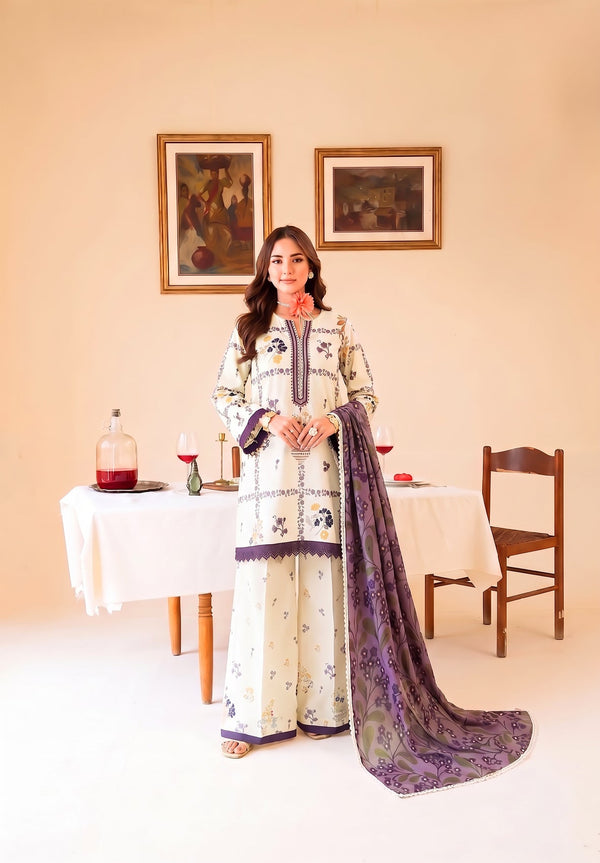 Faiza Faisal | FNF Printed Lawn | WHITY PLUM by Faiza Faisal - Designer Dress  - Type : Ladies Clothes - Available at Libayah - 100% Original 