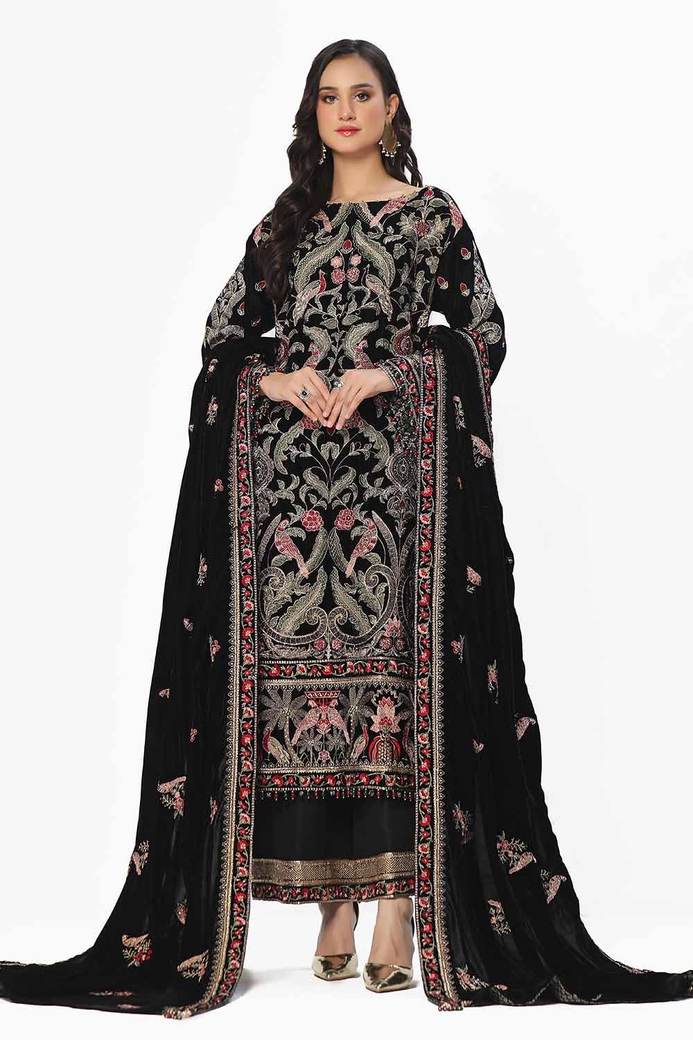 Gul Ahmed | Winter Collection 24 | Velvet Dupatta WV-42002 by Gul Ahmed - Designer Dress - Type: Ladies Clothes - Available at Libayah - 100% Original