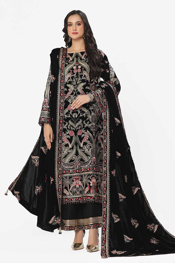 Gul Ahmed | Winter Collection 24 | Velvet Dupatta WV-42002 by Gul Ahmed - Designer Dress - Type: Ladies Clothes - Available at Libayah - 100% Original