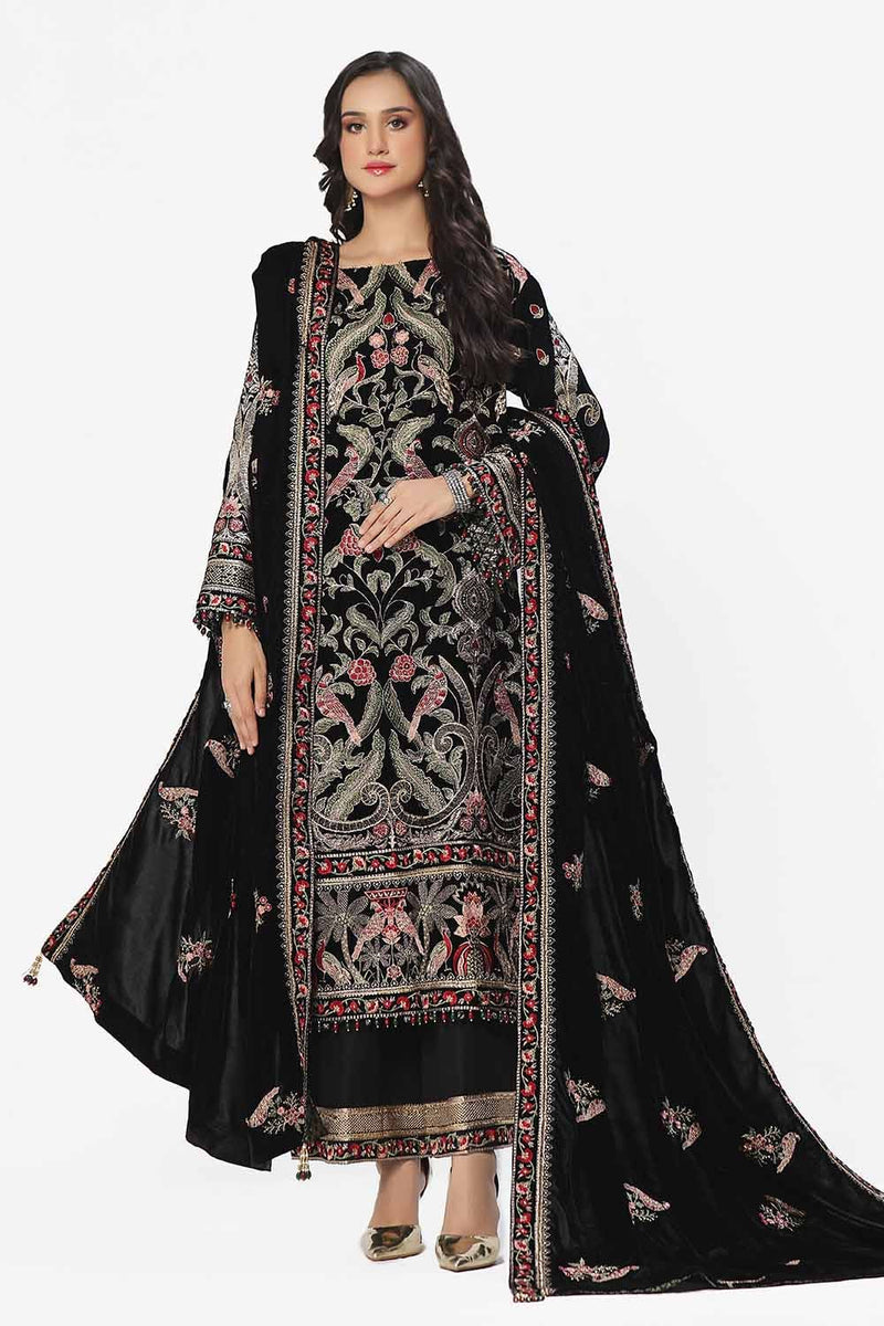 Gul Ahmed | Winter Collection 24 | Velvet Dupatta WV-42002 by Gul Ahmed - Designer Dress - Type: Ladies Clothes - Available at Libayah - 100% Original