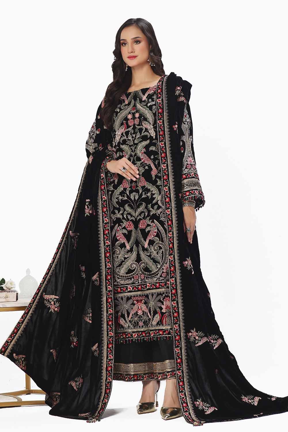 Gul Ahmed | Winter Collection 24 | Velvet Dupatta WV-42002 by Gul Ahmed - Designer Dress - Type: Ladies Clothes - Available at Libayah - 100% Original