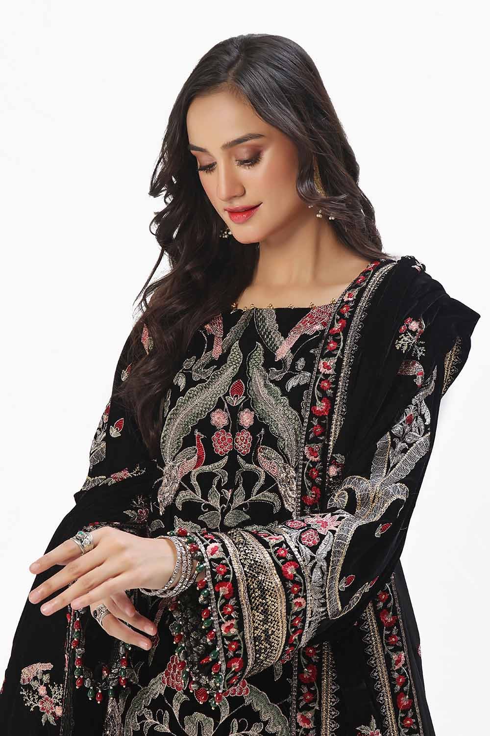 Gul Ahmed | Winter Collection 24 | Velvet Dupatta WV-42002 by Gul Ahmed - Designer Dress - Type: Ladies Clothes - Available at Libayah - 100% Original