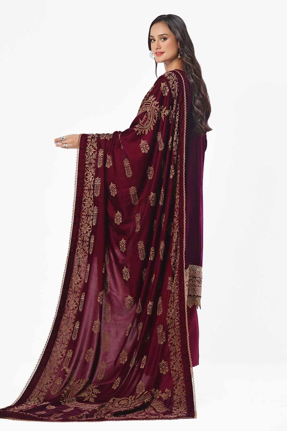 Gul Ahmed | Winter Collection 24 | Velvet Dupatta WV-42003 by Gul Ahmed - Designer Dress - Type: Ladies Clothes - Available at Libayah - 100% Original