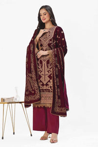 Gul Ahmed | Winter Collection 24 | Velvet Dupatta WV-42003 by Gul Ahmed - Designer Dress - Type: Ladies Clothes - Available at Libayah - 100% Original