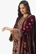 Gul Ahmed | Winter Collection 24 | Velvet Dupatta WV-42003 by Gul Ahmed - Designer Dress - Type: Ladies Clothes - Available at Libayah - 100% Original