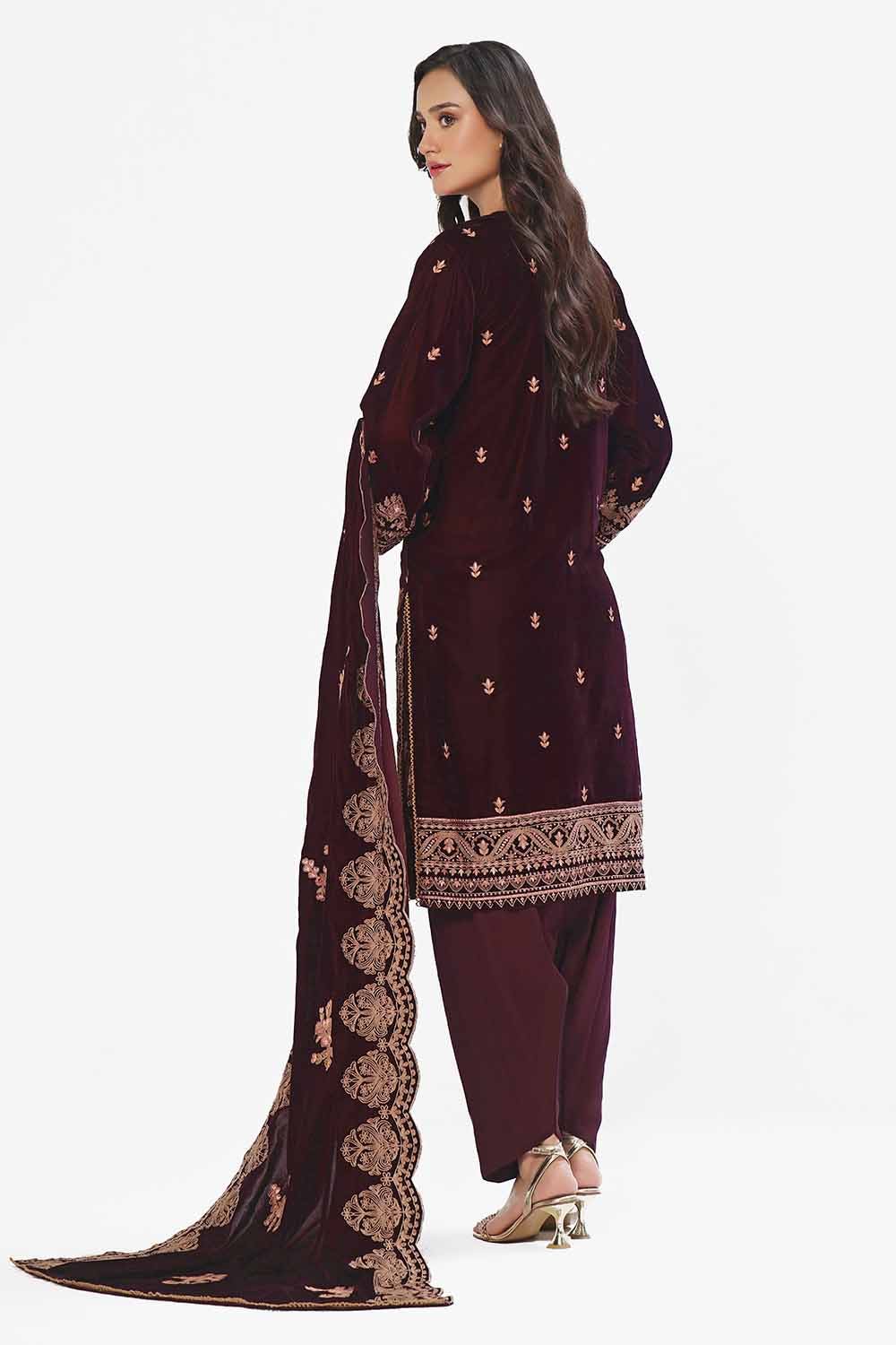 Gul Ahmed | Winter Collection 24 | Velvet Dupatta WV-42006 by Gul Ahmed - Designer Dress - Type: Ladies Clothes - Available at Libayah - 100% Original