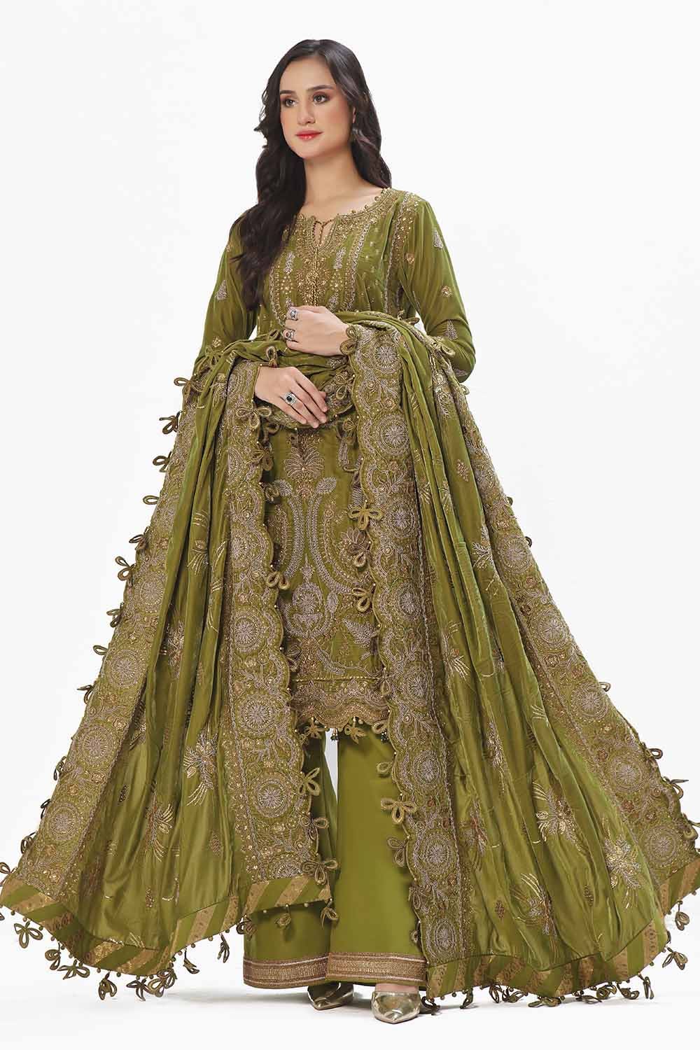 Gul Ahmed | Winter Collection 24 | Velvet Dupatta WV-42007 by Gul Ahmed - Designer Dress - Type: Ladies Clothes - Available at Libayah - 100% Original