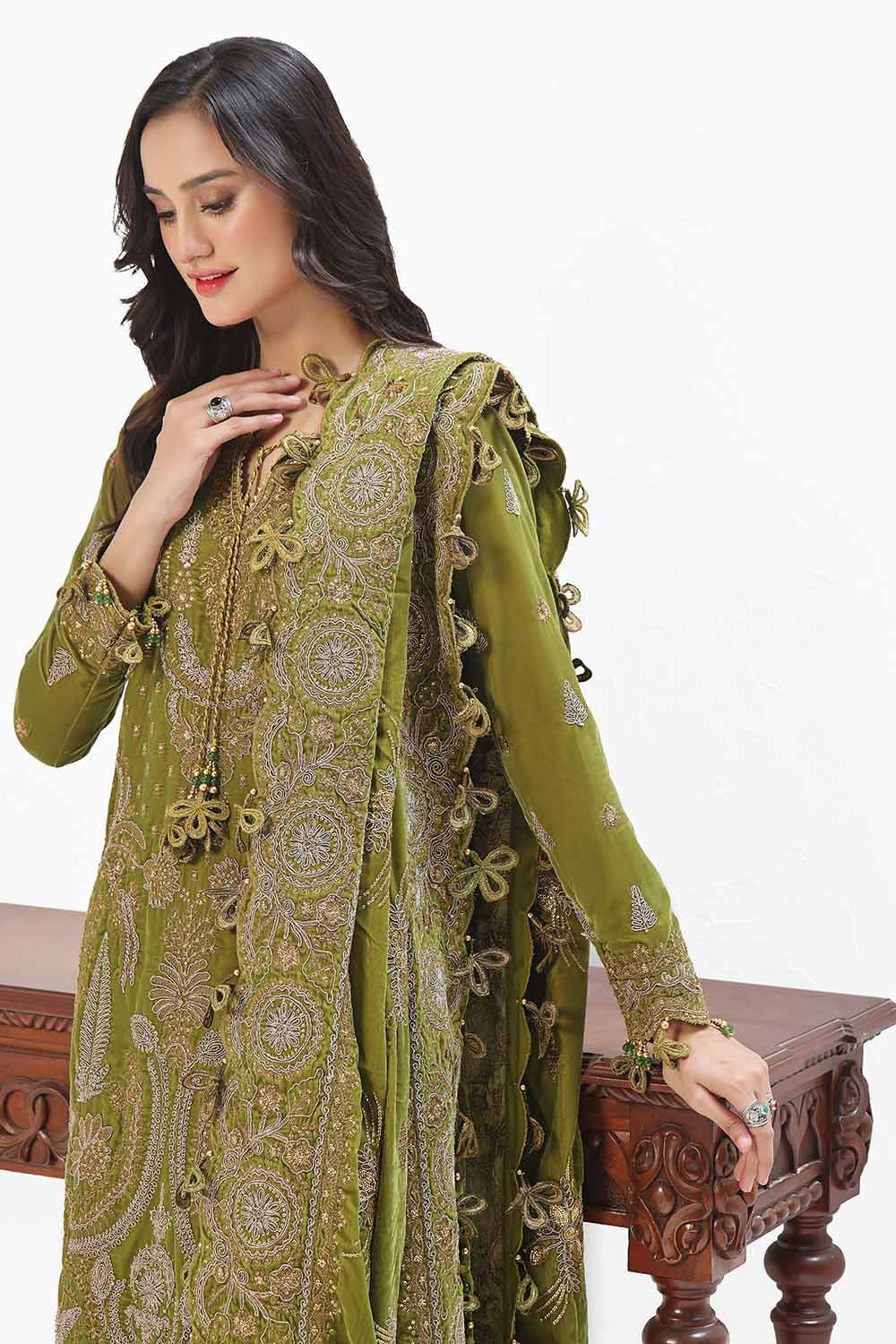 Gul Ahmed | Winter Collection 24 | Velvet Dupatta WV-42007 by Gul Ahmed - Designer Dress - Type: Ladies Clothes - Available at Libayah - 100% Original