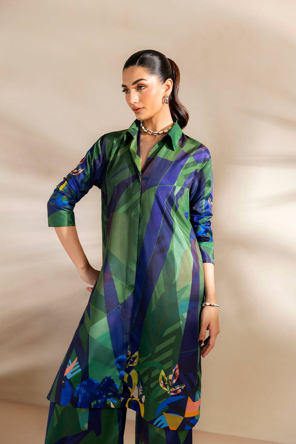 SHORELINE SERENADE - SRSP-25-08 – authentic Pakistani dress from the Saira Rizwan Silk Coords 25 collection for women in the UK.